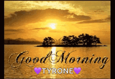 Good Morning Greeting Card With Sunset Over Lake GIF