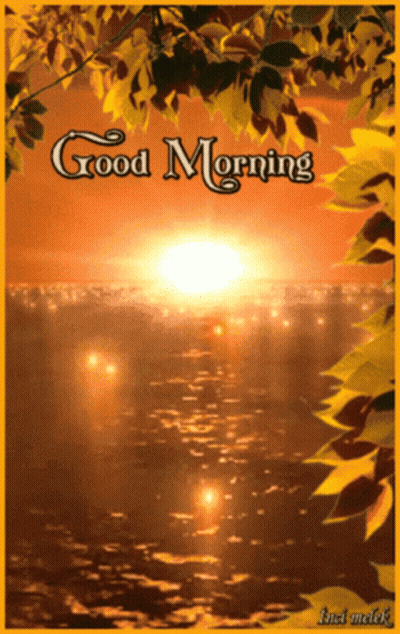 Good Morning Greeting Card With Sunset Over Water GIF