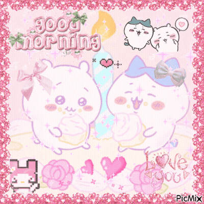 Good Morning Greeting Card With Two Cats GIF