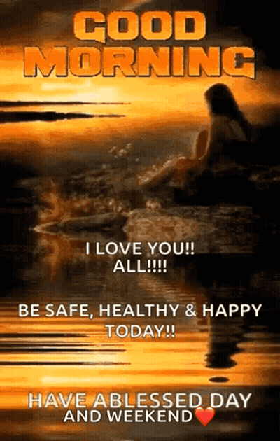 Good Morning Greeting Card Woman Standing In Water GIF