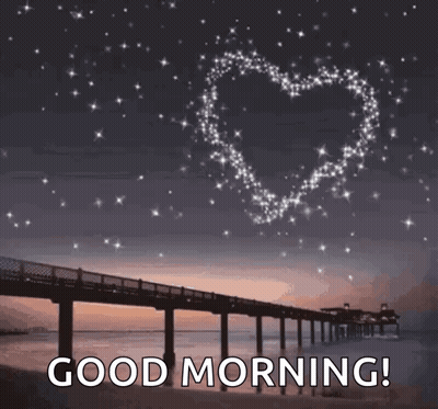 Good Morning Greeting With Heart Of Stars GIF