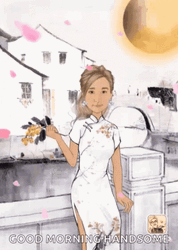 Good Morning Handsome With Chinese Lady Art GIF
