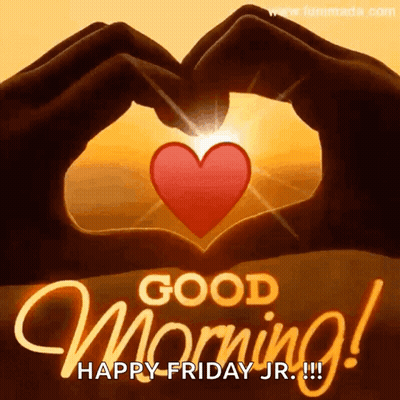 Good Morning Happy Friday Jr. Greeting Card With Heart Made Of Hands GIF