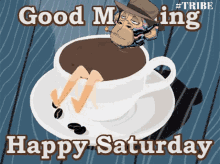 Good Morning Happy Saturday Animated Monkey Coffee