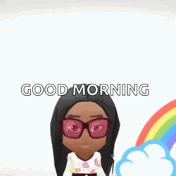 Good Morning Happy Wednesday Girl Emoji Rainbow Clouds GIF