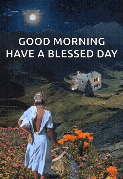 Good Morning Have A Blessed Day Woman In Flowers GIF