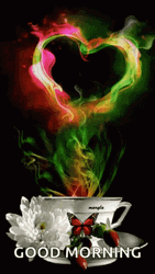 Good Morning Heart Rainbow Tea GIF