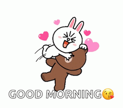 Good Morning Hug Brown Bear Cony Bunny GIF