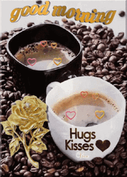 Good Morning Hugs And Kisses Coffee GIF