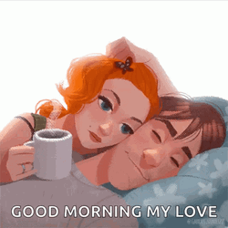 Good Morning Husband Cartoon Couple GIF