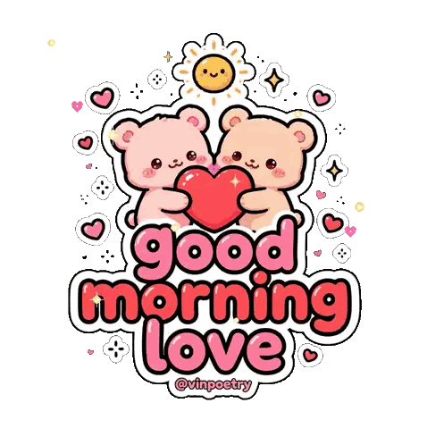 Good Morning Love Two Teddy Bears Sticker