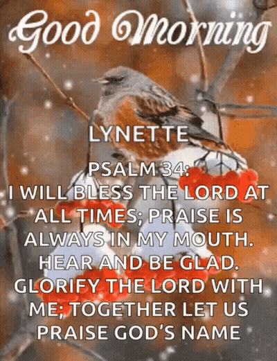 Good Morning Lynette Psalm 34 Bless The Lord GIF