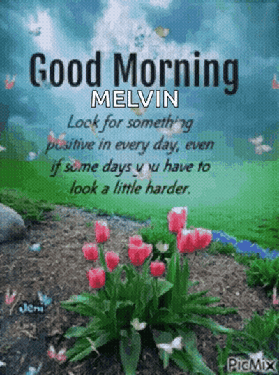Good Morning Melvin With Flowers GIF