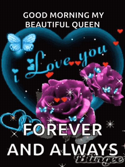 Good Morning Message Beautiful Queen Purple Roses Butterflies GIF