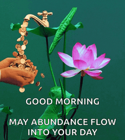 Good Morning Message With Pink Flower GIF