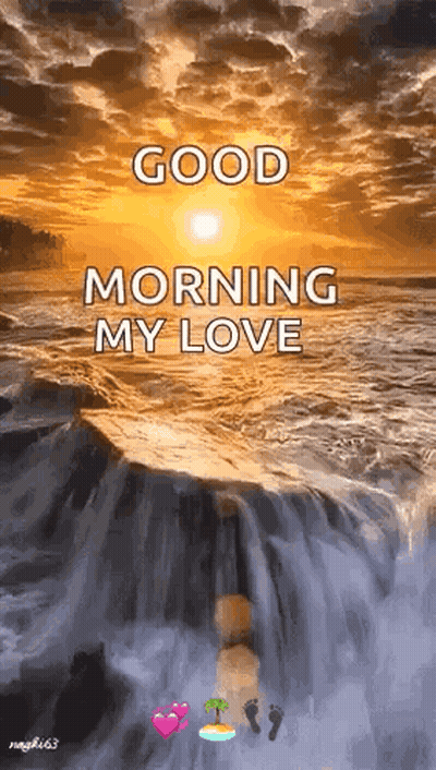 Good Morning Message With Waterfall GIF