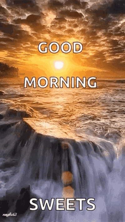 Good Morning Message With Waterfall Background GIF