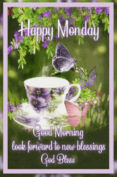 Good Morning Monday Blessings Purple Butterfly GIF