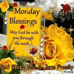 Good Morning Monday Blessings Yellow Flower GIF