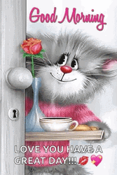 Good Morning Monday Funny Cat With Coffee GIF