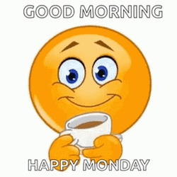 Good Morning Monday Funny Emojiticon With Coffee GIF