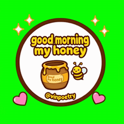 Good Morning My Honey Sticker With Jar Of Honey And Bees GIF