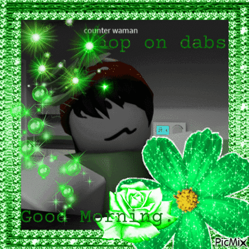 Good Morning Picture With Green Flower In Foreground GIF