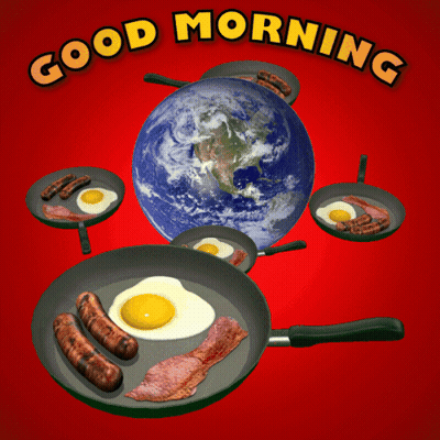 Good Morning Poster With Eggs Bacon And Sausages GIF