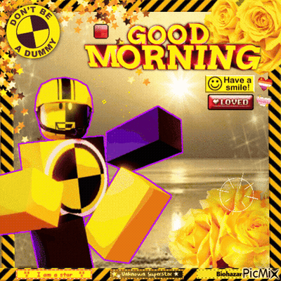 Good Morning Poster With Yellow And Purple Border GIF