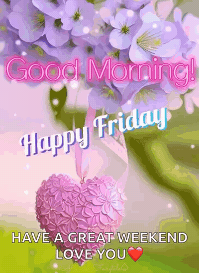 Good Morning Purple Flowers Heart GIF