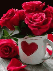 Good Morning Roses In A Cup GIF