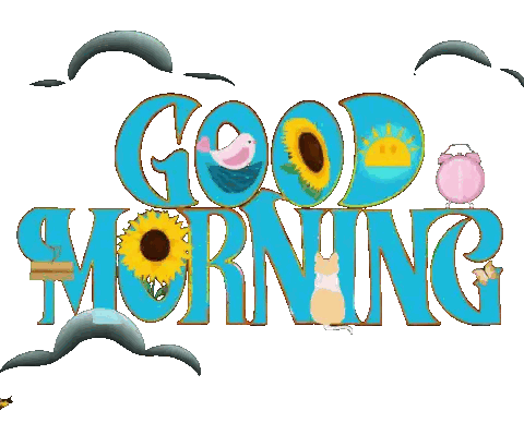 Good Morning Sign With Birds And Alarm Sticker
