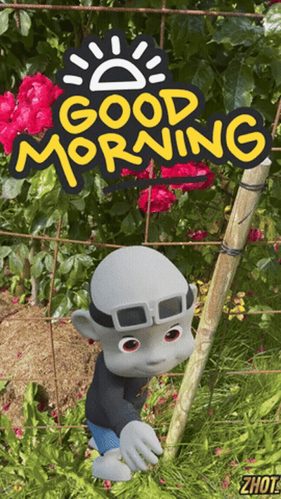 Good Morning Sign With Cartoon Character GIF