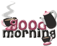 Good Morning Sign With Coffee Cups Sticker