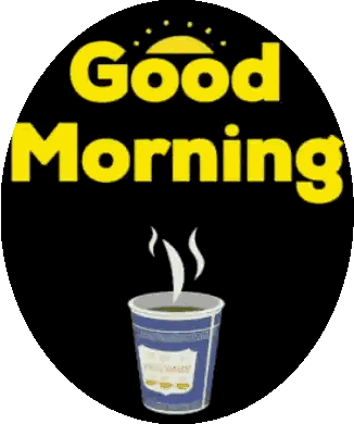 Good Morning Sign With Coffee Sticker