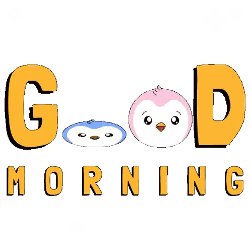 Good Morning Sign With Penguins Sticker