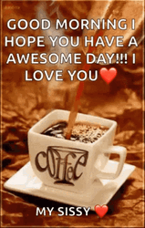 Good Morning Sissy Love You Have  An Awesome Day GIF