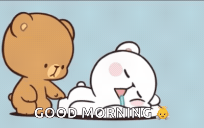 Good Morning Standing And Sleeping Teddy Bears GIF
