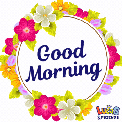 Sticker de buenos días con flores GIF