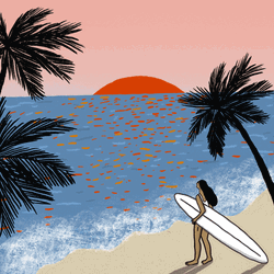 Good Morning Sunday Sunrise Beach Girl Cartoon GIF