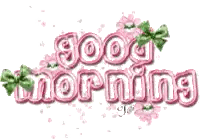 Good Morning Surrounded By Pink Flowers And Bows Sticker