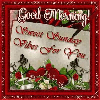 Good Morning Sweet Sunday Vibes With Hearts And Roses GIF