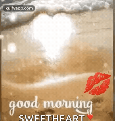 Good Morning Sweetheart Heart Shaped Cloud Beach Kiss GIF
