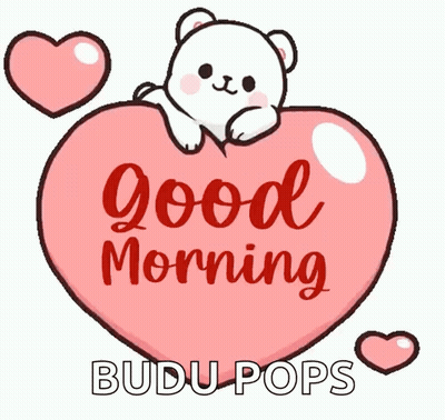 Good Morning Teddy Bear Sitting On Pink Heart GIF