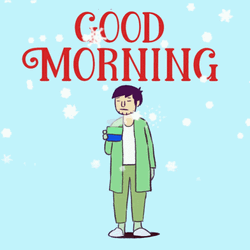 Good Morning Winter Coffee Drinker Cartoon