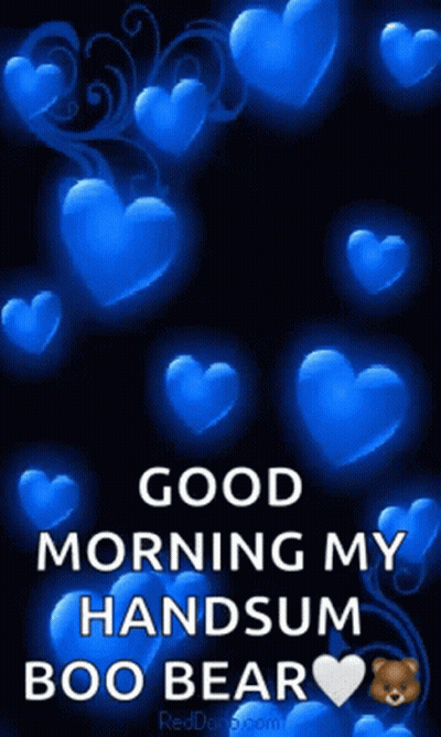 Good Morning With Blue Hearts And Teddy Bear GIF