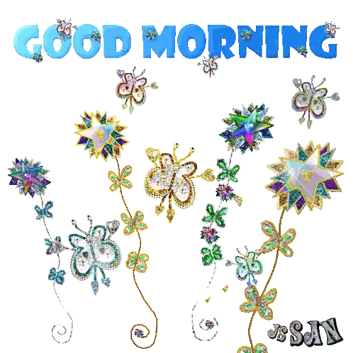 Good Morning With Butterflies Sticker