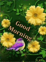 Good Morning Yellow Flowers With Vines And Bird