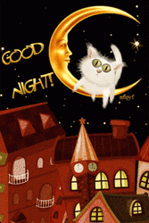 Good Night Animated Cat Hanging GIF