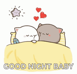 Good Night Animated Mochi Cats GIF